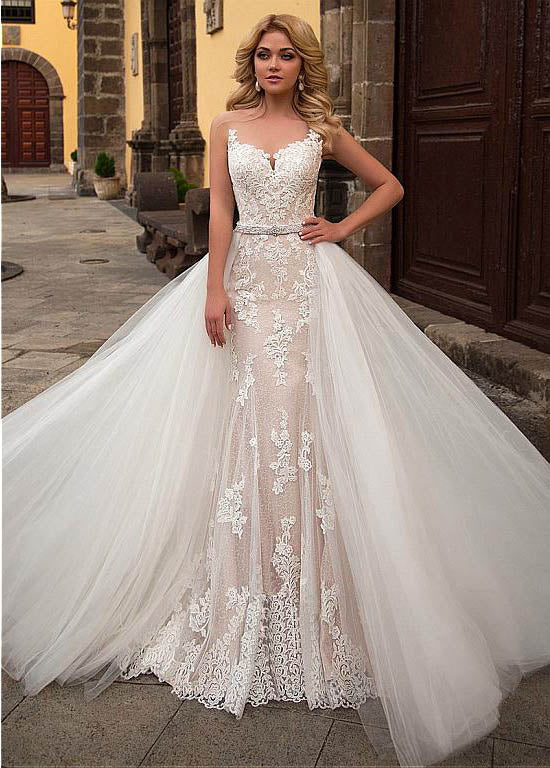 wedding dress with removable skirt